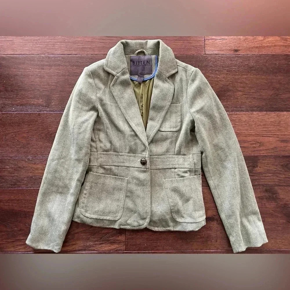 Bitten by Sarah Jessica Parker Green Tweed Blazer- size Small